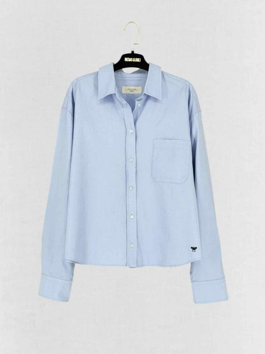 Pre - loved WEEKEND MAX MARA Oxford Blue Size US 16 Shirt at Reems Closet