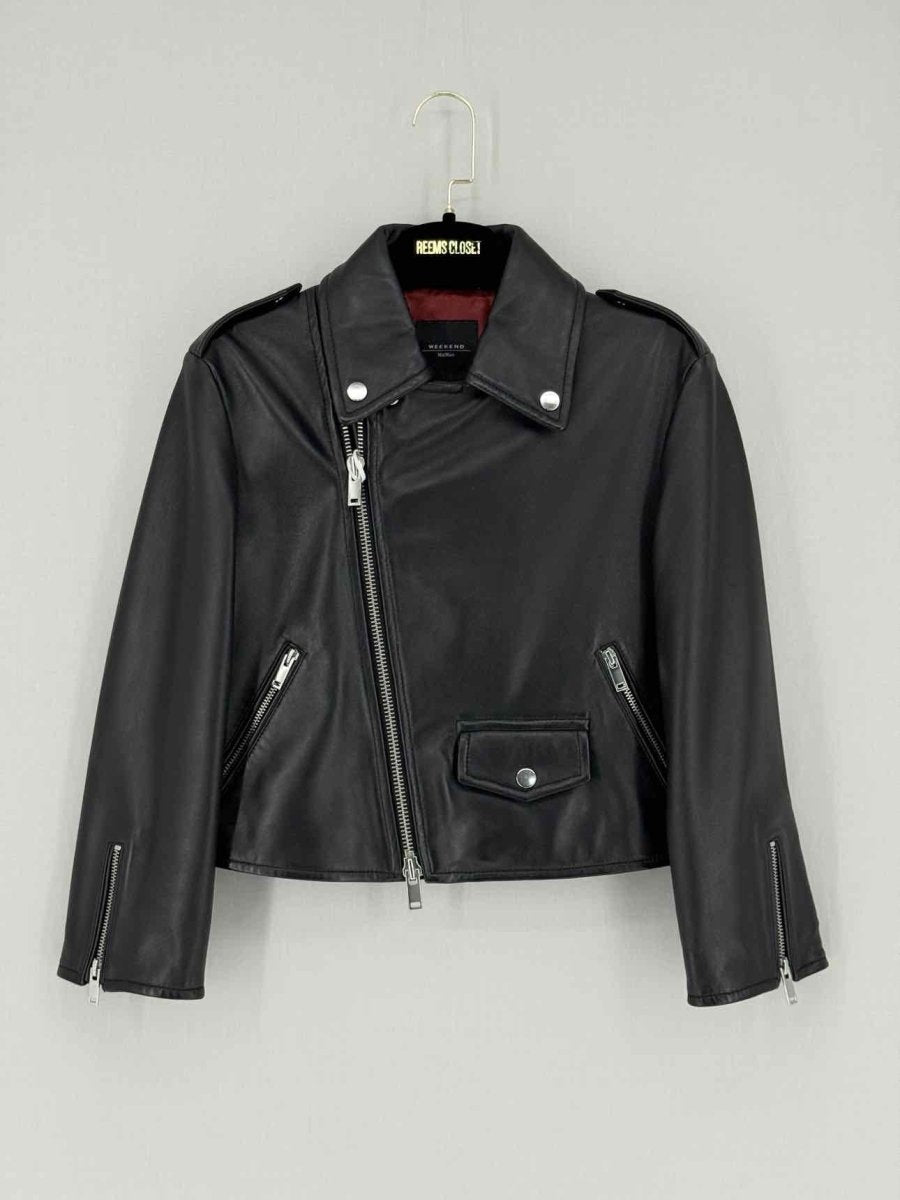 Pre - loved WEEKEND MAX MARA Tivoli Black Size US 6 Jacket at Reems Closet