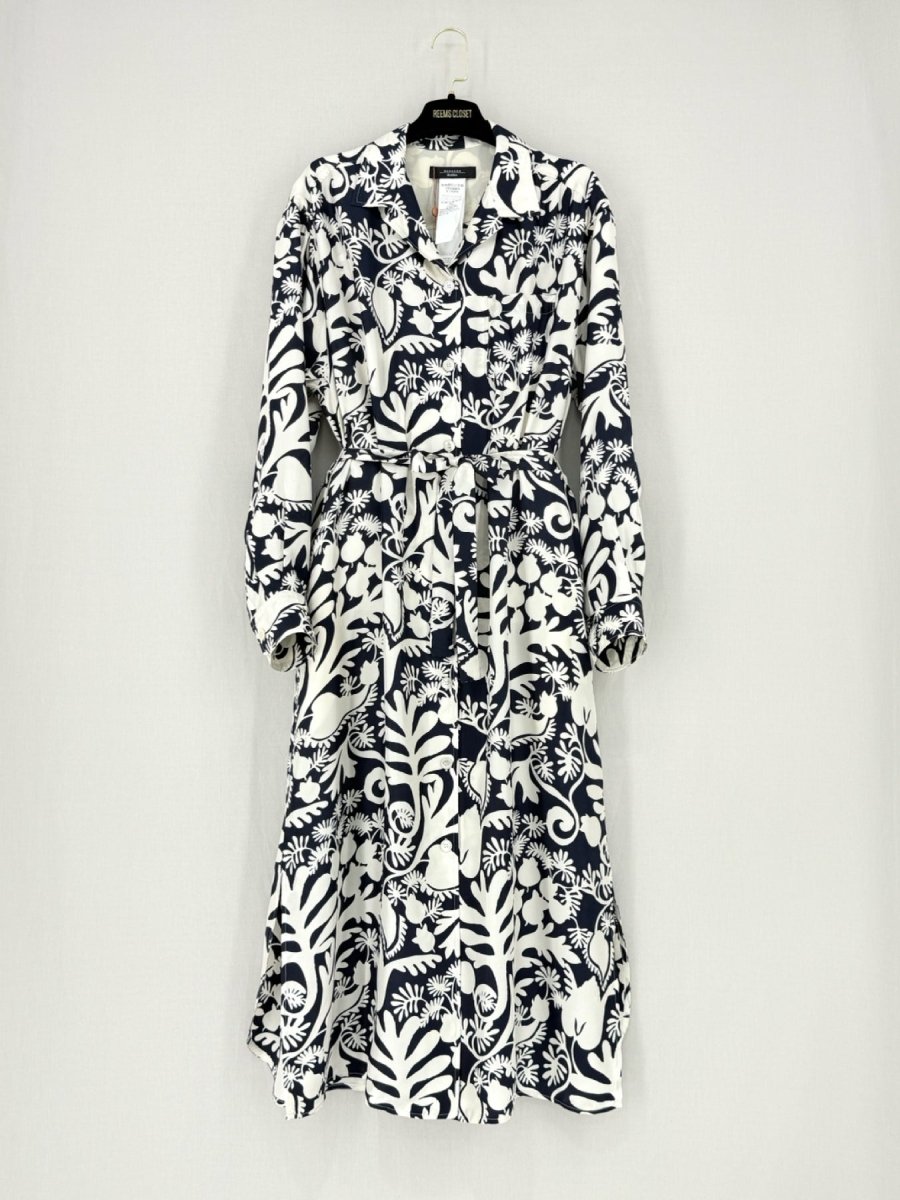 Pre - loved WEEKEND Navy & White Floral Size US 12 Midi Dress at Reems Closet