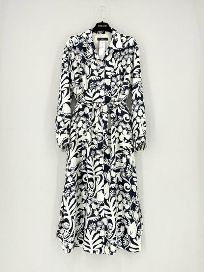 Pre - loved WEEKEND Navy & White Floral Size US 12 Midi Dress at Reems Closet