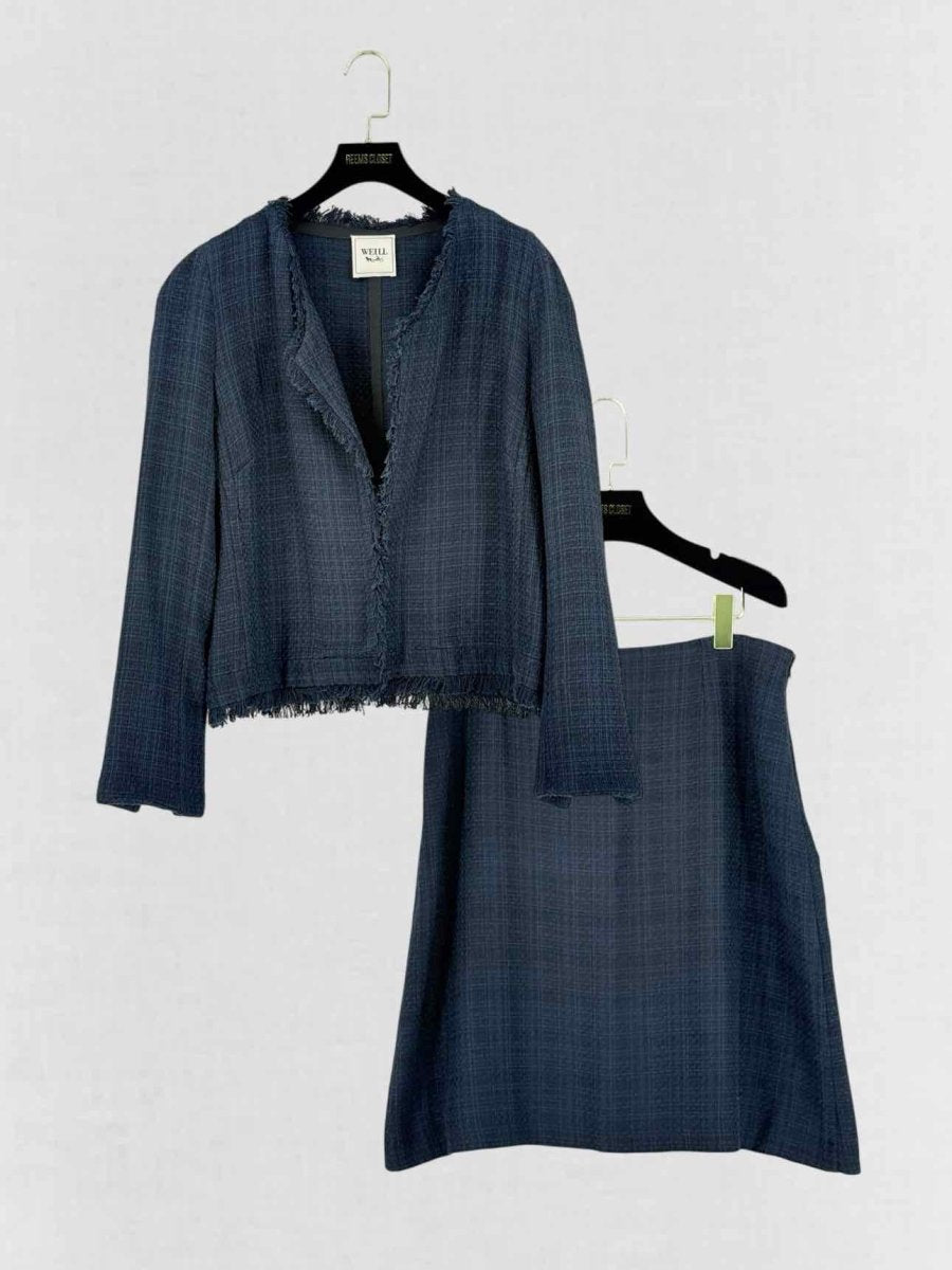 Pre - loved WEILL Navy Blue Tweed Size US 12 Outfit Set at Reems Closet