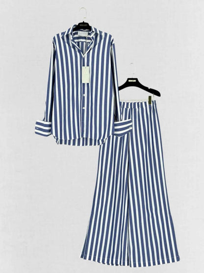 Pre - loved WOERA Navy & White Striped Size Small Outfit Set at Reems Closet