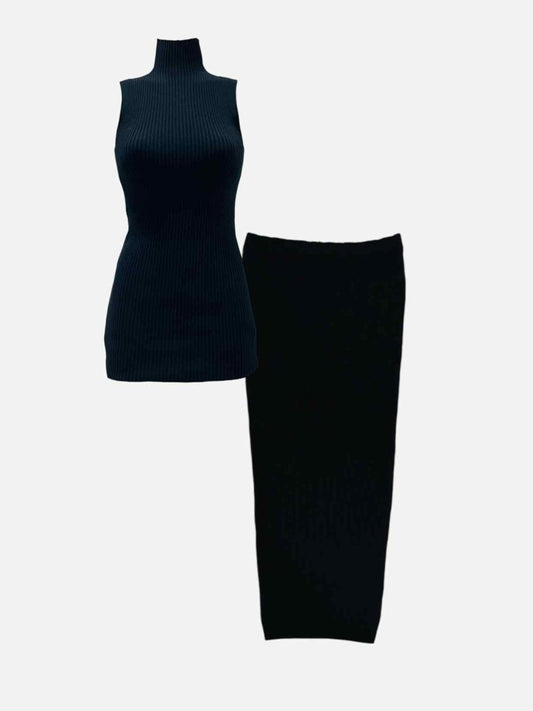 Pre - loved WOLFORD Bodycon Black Ribbed Top & Skirt Outfit at Reems Closet