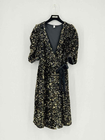 Pre - loved YAS Black & Gold Size Medium Short Dress at Reems Closet