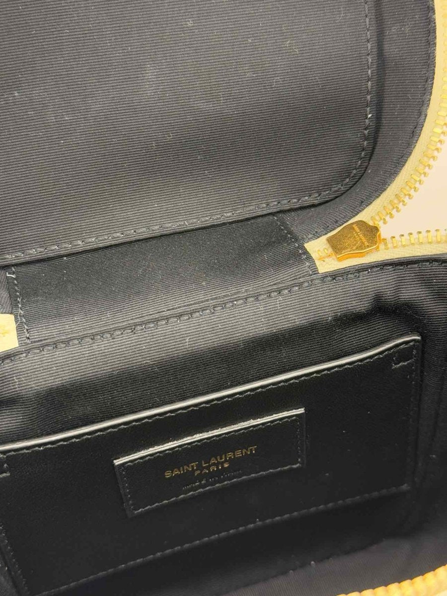 Pre - loved YVES SAINT LAURENT 80's Gold Quilted Vanity Case at Reems Closet