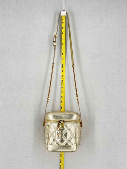 Pre - loved YVES SAINT LAURENT 80's Gold Quilted Vanity Case at Reems Closet