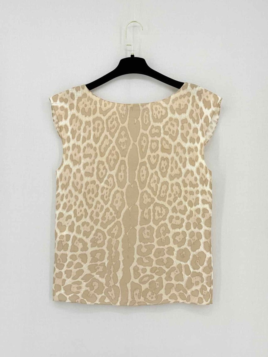 Pre - loved YVES SAINT LAURENT Beige Print Size US 2 Top at Reems Closet