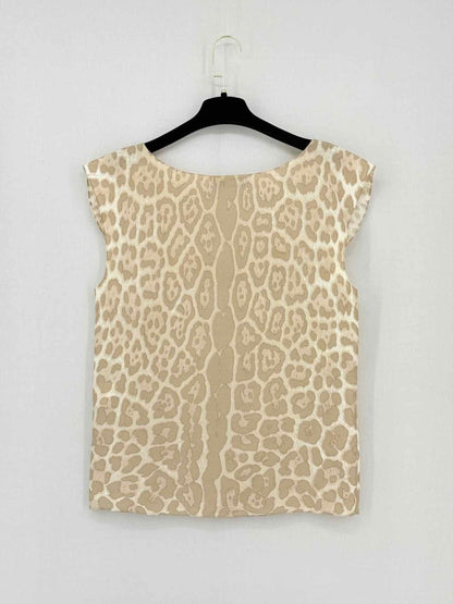Pre - loved YVES SAINT LAURENT Beige Print Size US 2 Top at Reems Closet