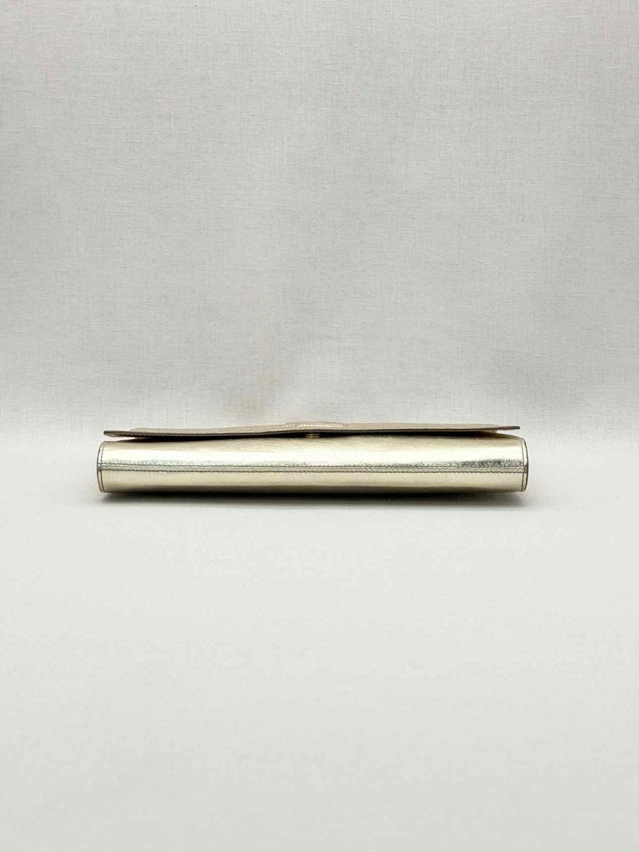 Pre-loved YVES SAINT LAURENT Belle De Jour Metallic Gold Clutch at Reems Closet
