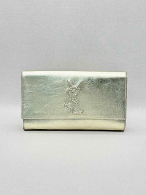 Pre-loved YVES SAINT LAURENT Belle De Jour Metallic Gold Clutch at Reems Closet