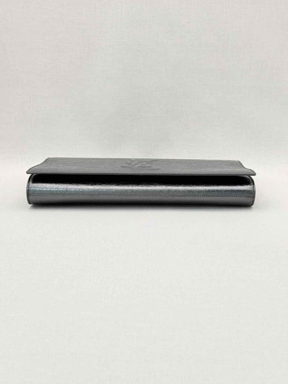 Pre-loved YVES SAINT LAURENT Belle De Jour Metallic Grey Clutch at Reems Closet