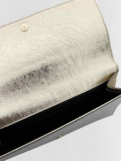 Pre - loved YVES SAINT LAURENT Belle De Jour Metallic Silver Clutch at Reems Closet