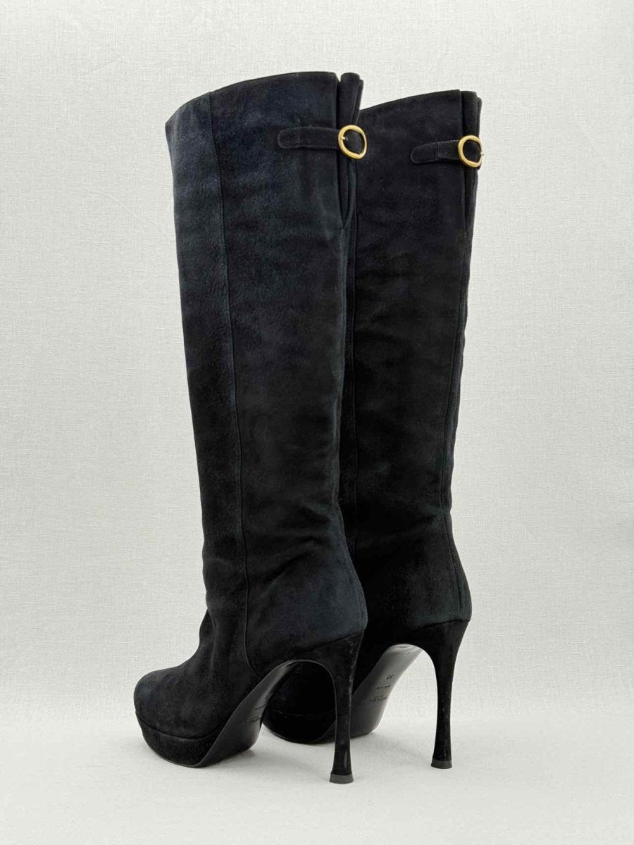 Pre - loved YVES SAINT LAURENT Black Size EU 38 Knee High Boots at Reems Closet