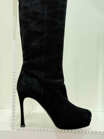 Pre - loved YVES SAINT LAURENT Black Size EU 38 Knee High Boots at Reems Closet
