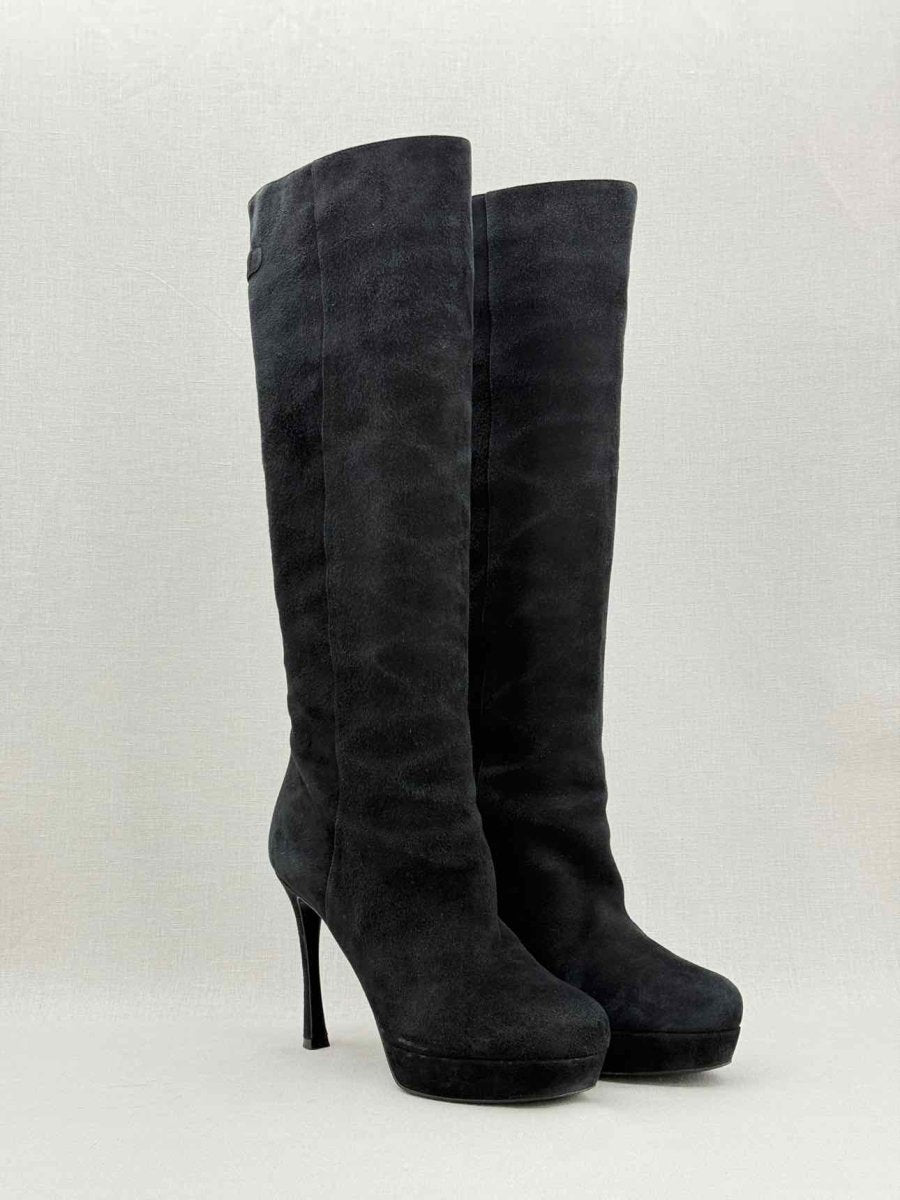 Pre - loved YVES SAINT LAURENT Black Size EU 38 Knee High Boots at Reems Closet