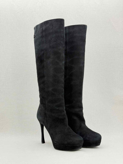 Pre - loved YVES SAINT LAURENT Black Size EU 38 Knee High Boots at Reems Closet