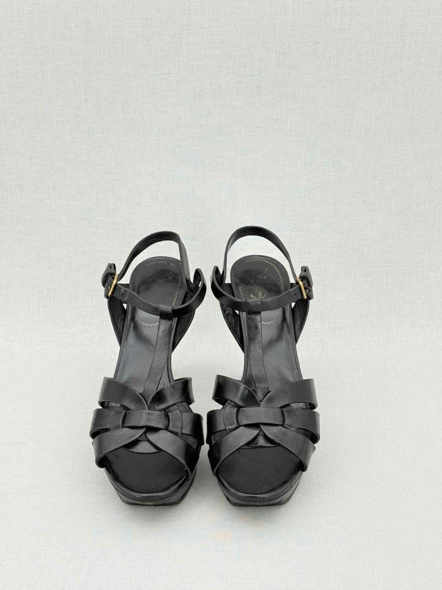 Pre - loved YVES SAINT LAURENT Black Size EU 39.5 Platform Sandals at Reems Closet