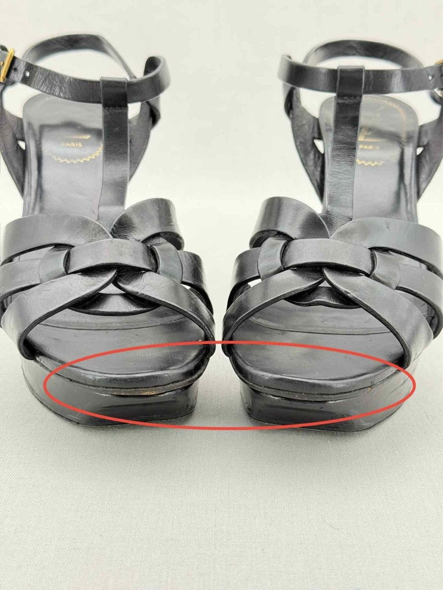 Pre - loved YVES SAINT LAURENT Black Size EU 39.5 Platform Sandals at Reems Closet