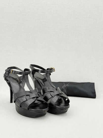 Pre - loved YVES SAINT LAURENT Black Size EU 39.5 Platform Sandals at Reems Closet