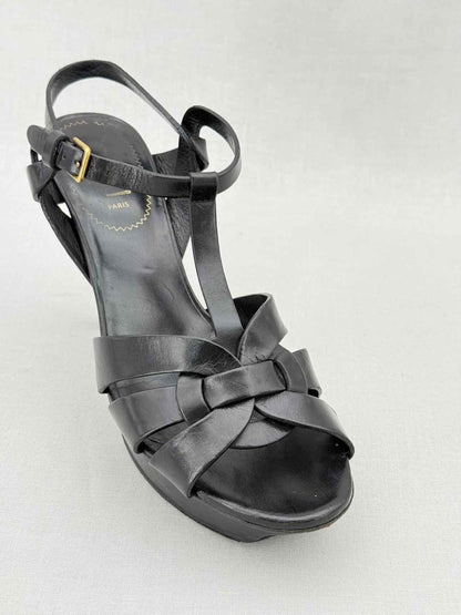 Pre - loved YVES SAINT LAURENT Black Size EU 39.5 Platform Sandals at Reems Closet