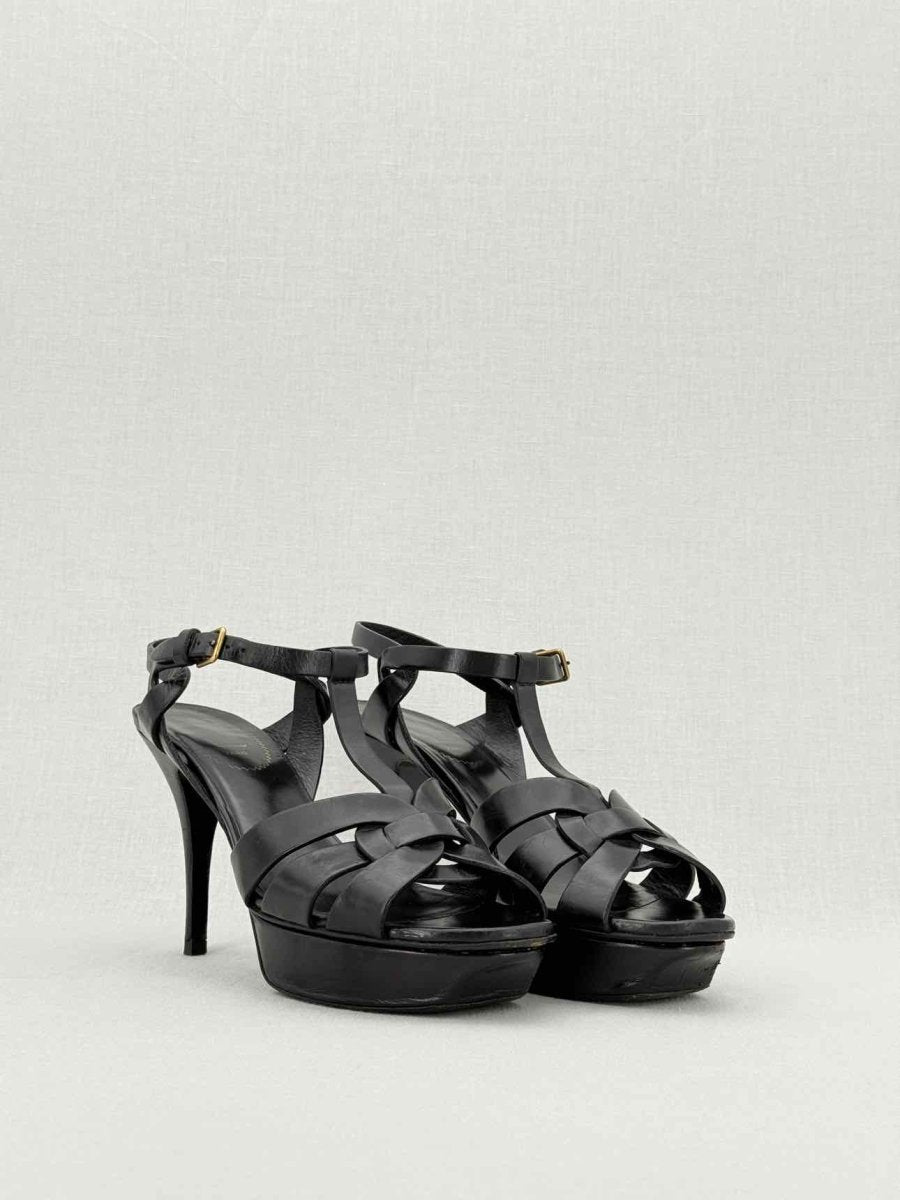 Pre - loved YVES SAINT LAURENT Black Size EU 39.5 Platform Sandals at Reems Closet