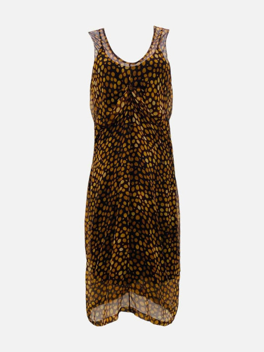 Pre - loved YVES SAINT LAURENT Brown & Orange Knee Length Dress at Reems Closet