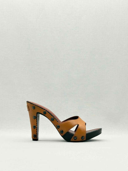 Pre - loved YVES SAINT LAURENT Brown Size EU 39 Mules at Reems Closet