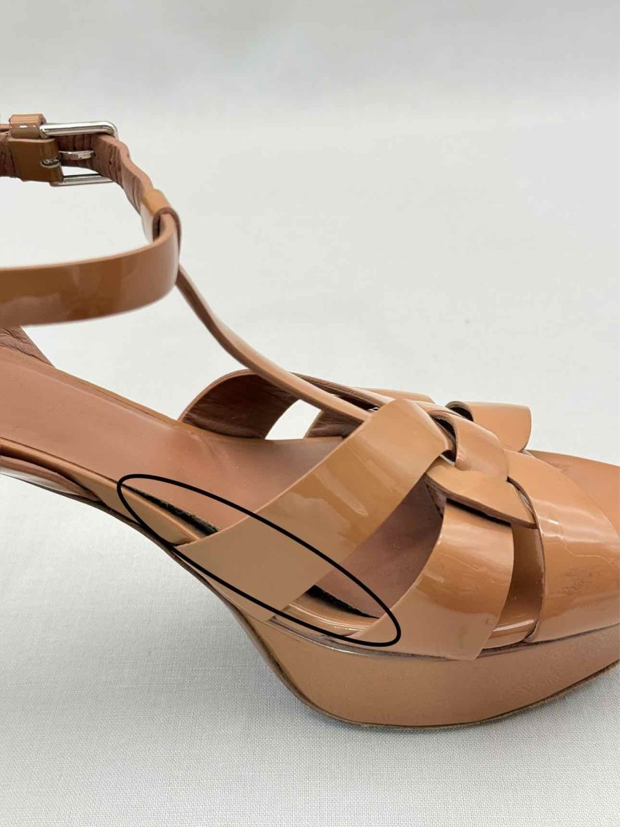 Pre - loved YVES SAINT LAURENT Brown Size EU 40.5 Platform Sandals at Reems Closet