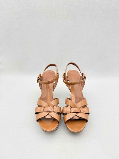 Pre - loved YVES SAINT LAURENT Brown Size EU 40.5 Platform Sandals at Reems Closet