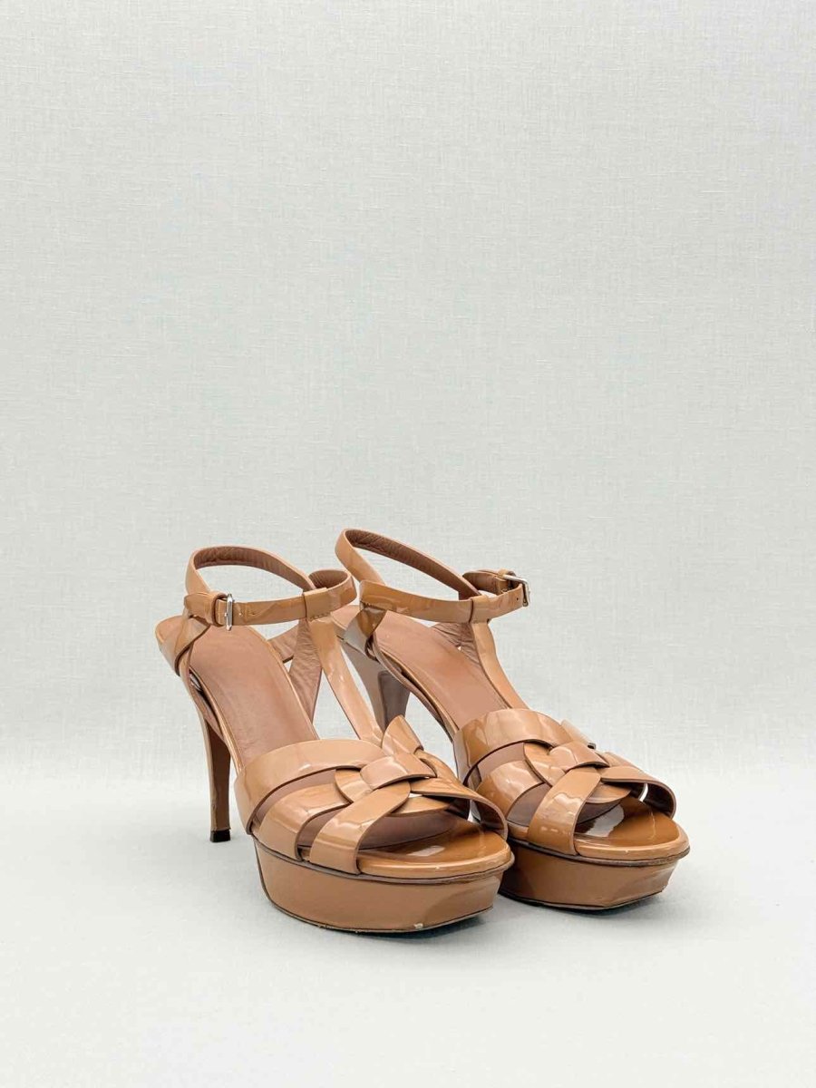 Pre - loved YVES SAINT LAURENT Brown Size EU 40.5 Platform Sandals at Reems Closet