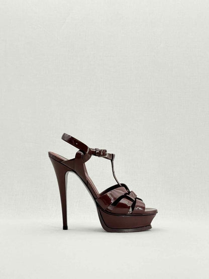 Pre - loved YVES SAINT LAURENT Burgundy Size EU 38 Heeled Sandals at Reems Closet