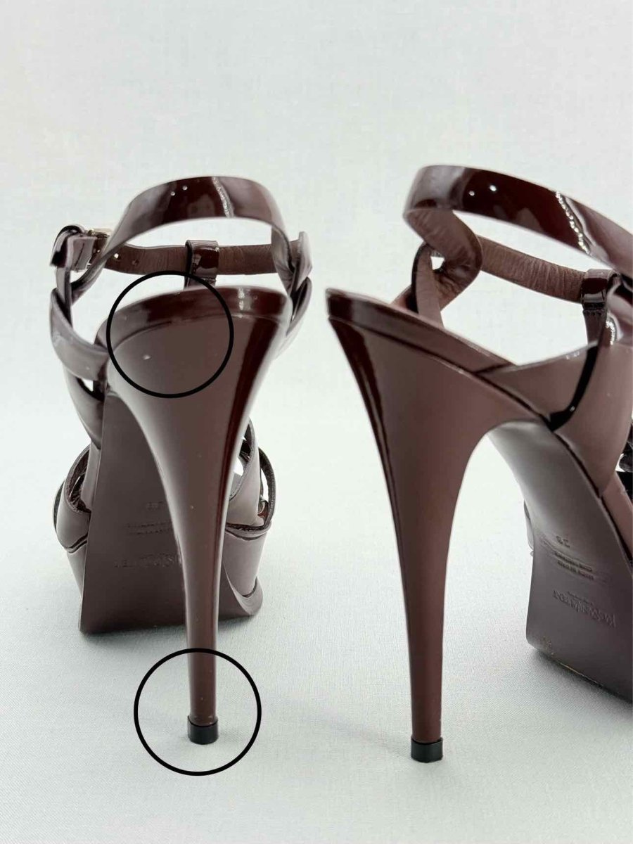 Pre - loved YVES SAINT LAURENT Burgundy Size EU 38 Heeled Sandals at Reems Closet