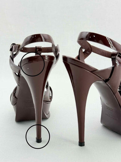Pre - loved YVES SAINT LAURENT Burgundy Size EU 38 Heeled Sandals at Reems Closet