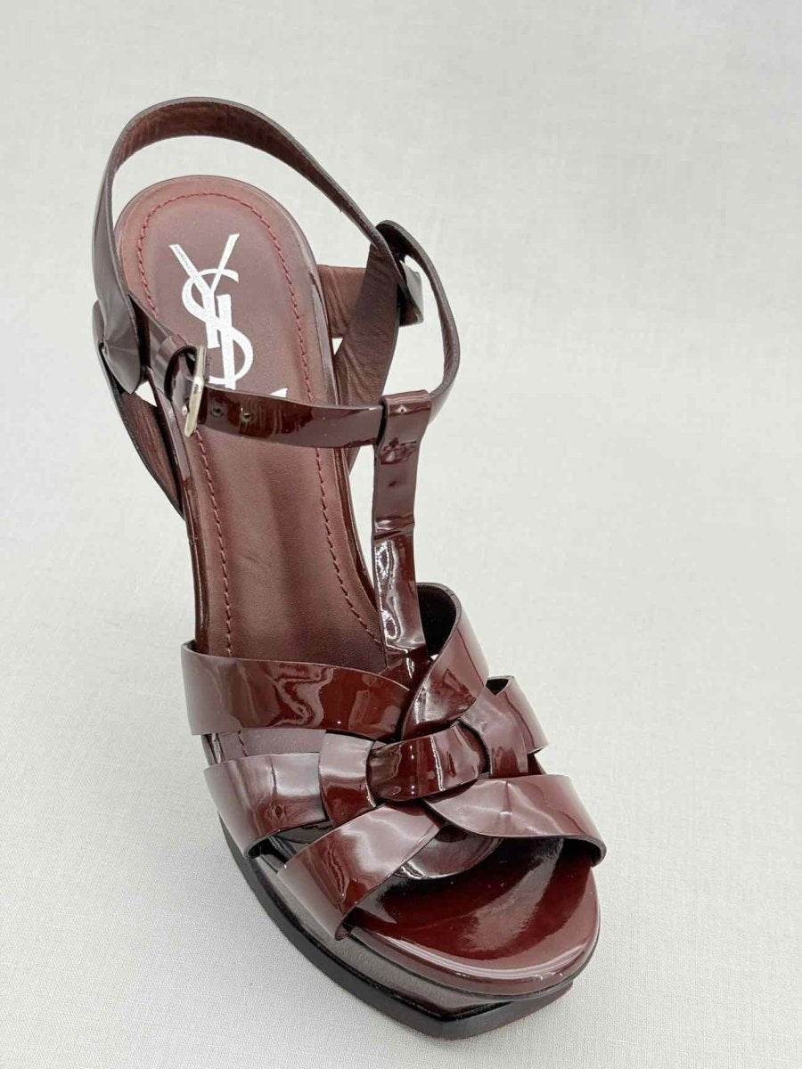 Pre - loved YVES SAINT LAURENT Burgundy Size EU 38 Heeled Sandals at Reems Closet