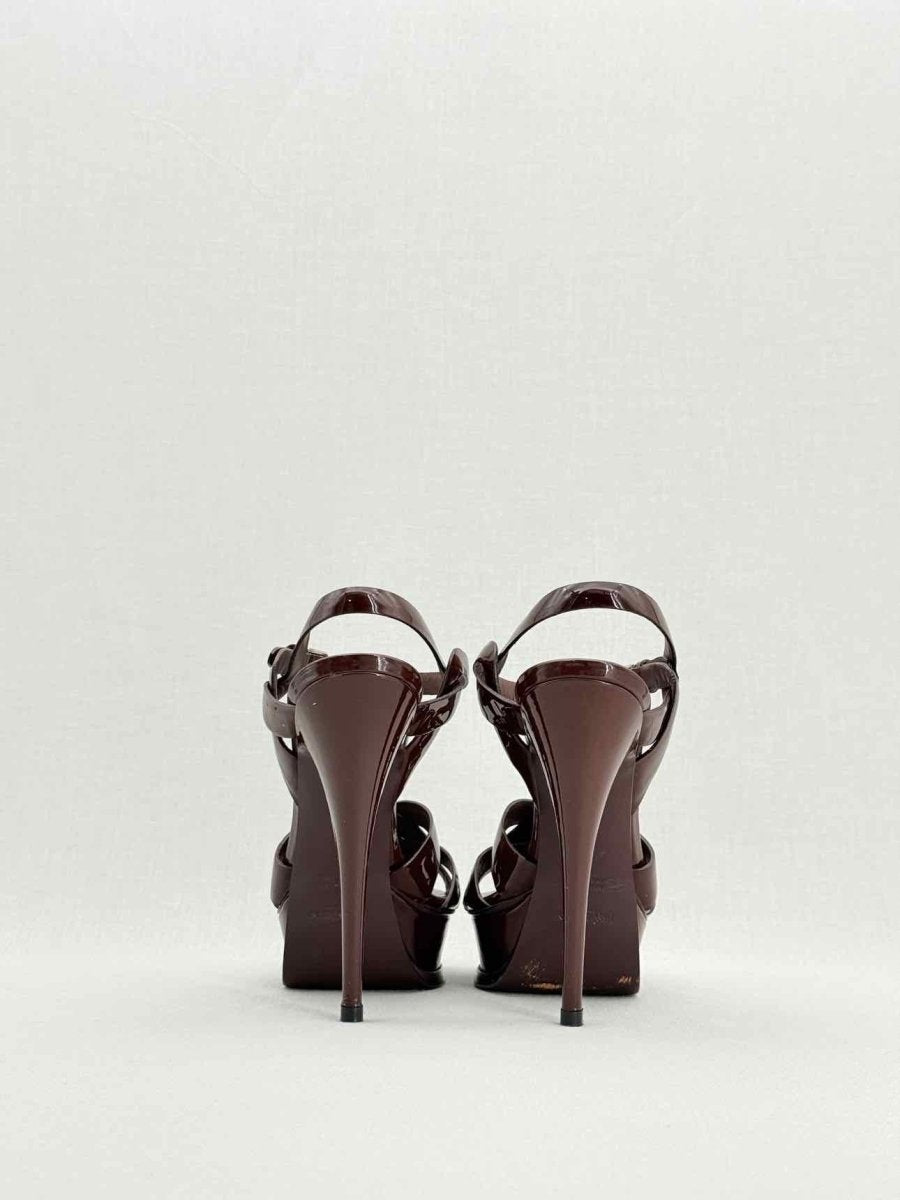 Pre - loved YVES SAINT LAURENT Burgundy Size EU 38 Heeled Sandals at Reems Closet
