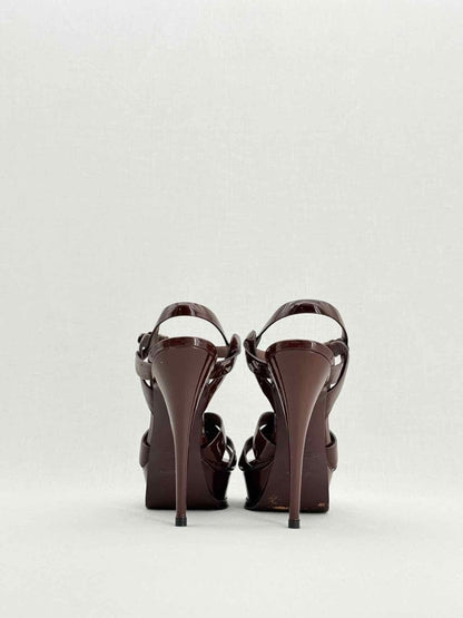 Pre - loved YVES SAINT LAURENT Burgundy Size EU 38 Heeled Sandals at Reems Closet