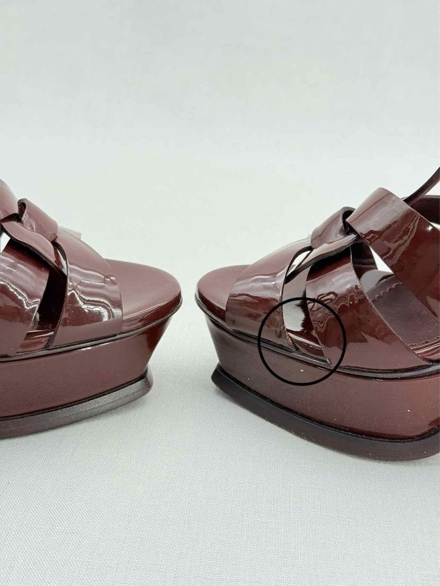 Pre - loved YVES SAINT LAURENT Burgundy Size EU 38 Heeled Sandals at Reems Closet