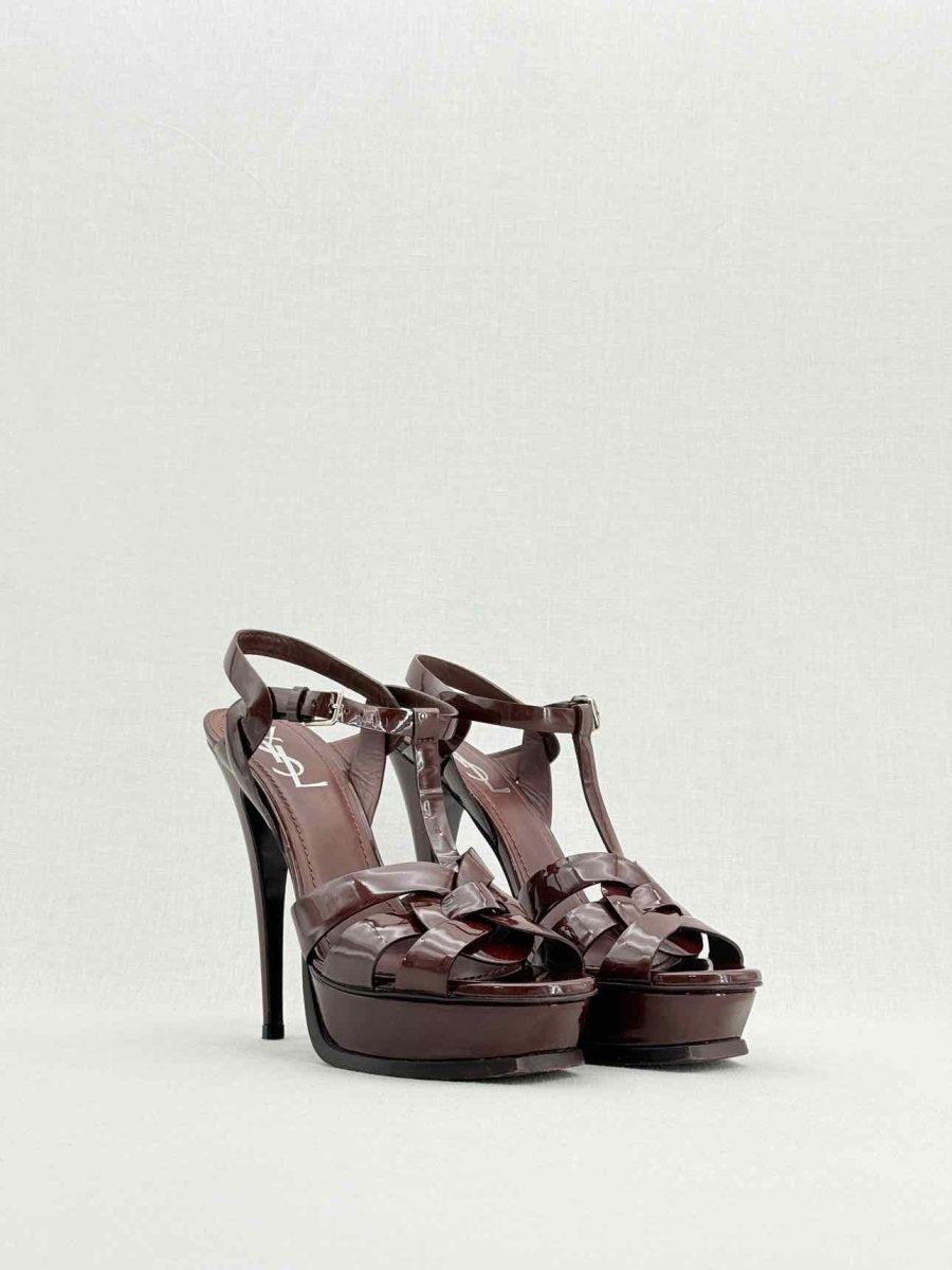 Pre - loved YVES SAINT LAURENT Burgundy Size EU 38 Heeled Sandals at Reems Closet