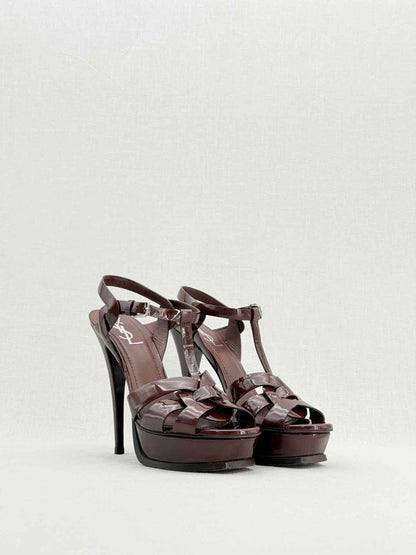 Pre - loved YVES SAINT LAURENT Burgundy Size EU 38 Heeled Sandals at Reems Closet