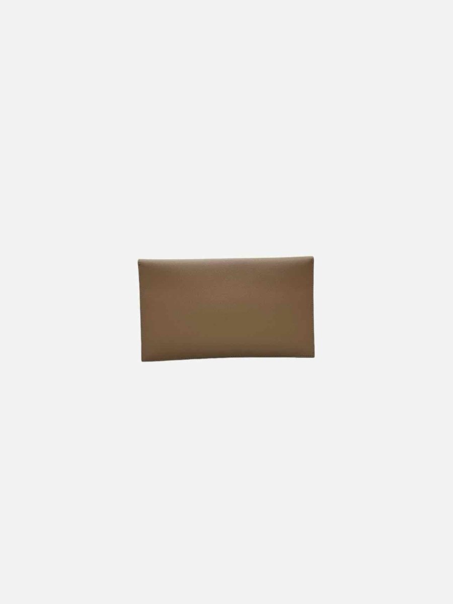 Pre - loved YVES SAINT LAURENT Envelope Taupe Pouch at Reems Closet