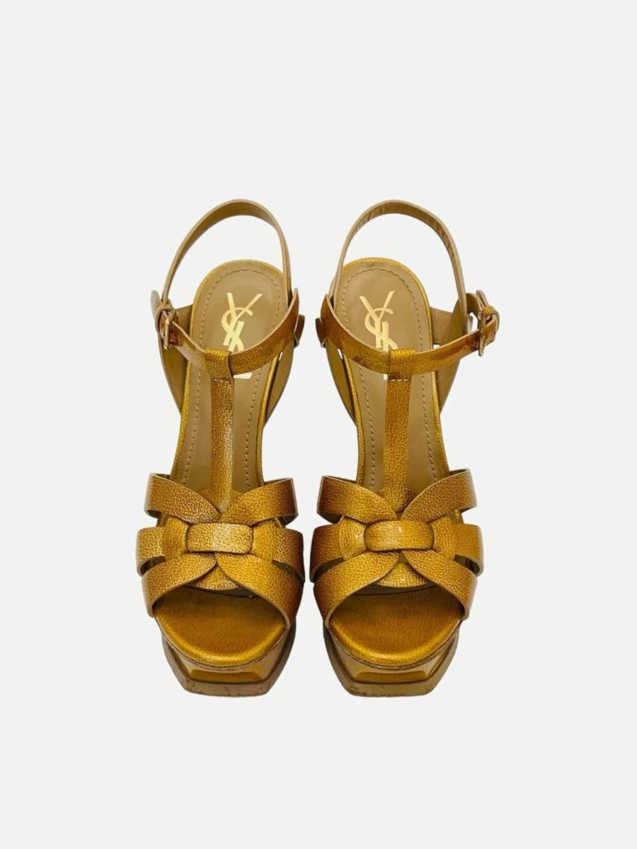 Pre - loved YVES SAINT LAURENT Gold Size EU 37.5 Heeled Sandals at Reems Closet