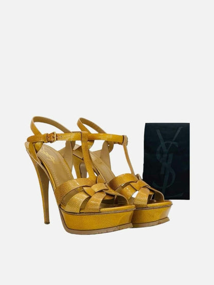 Pre - loved YVES SAINT LAURENT Gold Size EU 37.5 Heeled Sandals at Reems Closet