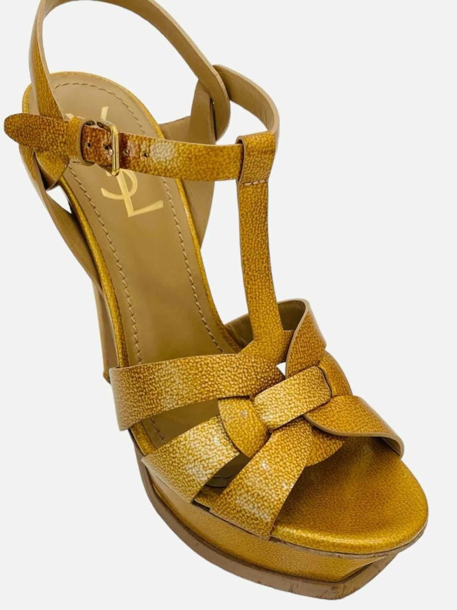 Pre - loved YVES SAINT LAURENT Gold Size EU 37.5 Heeled Sandals at Reems Closet
