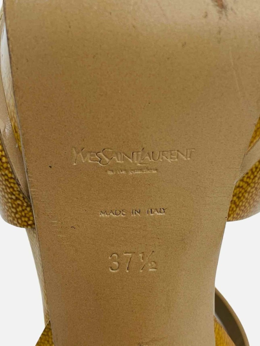 Pre - loved YVES SAINT LAURENT Gold Size EU 37.5 Heeled Sandals at Reems Closet