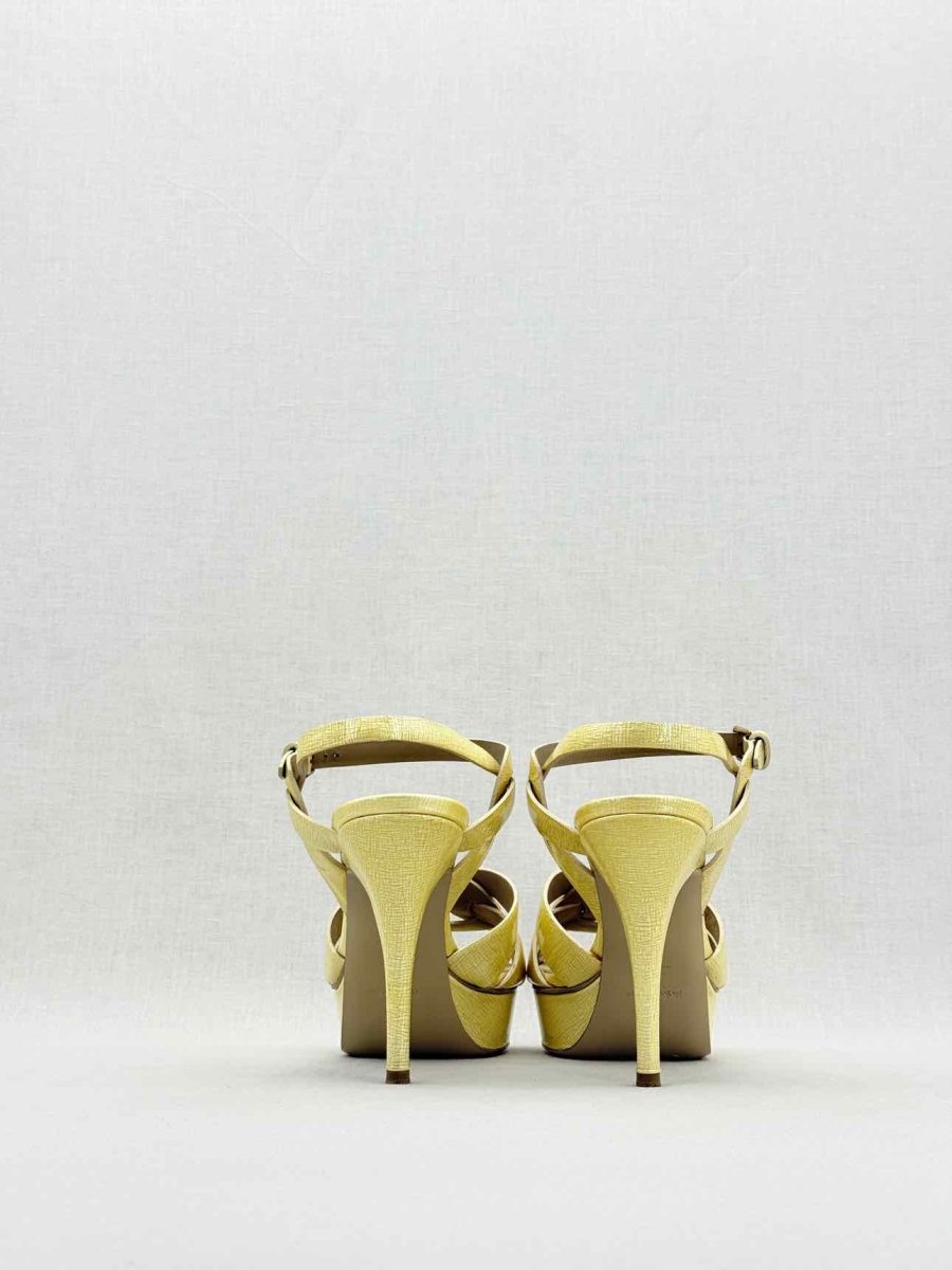 Pre - loved YVES SAINT LAURENT Gold Size EU 39.5 Heeled Sandals at Reems Closet