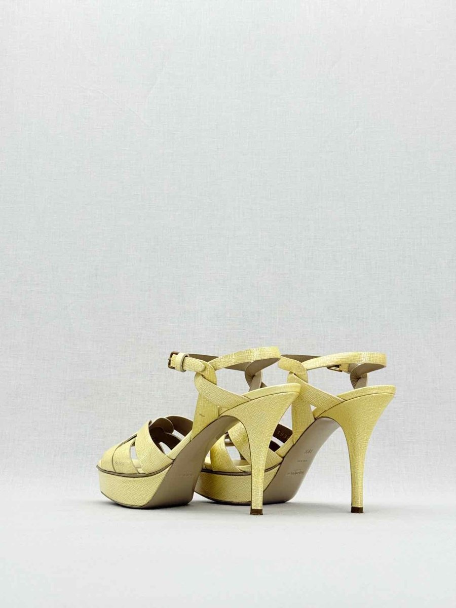 Pre - loved YVES SAINT LAURENT Gold Size EU 39.5 Heeled Sandals at Reems Closet