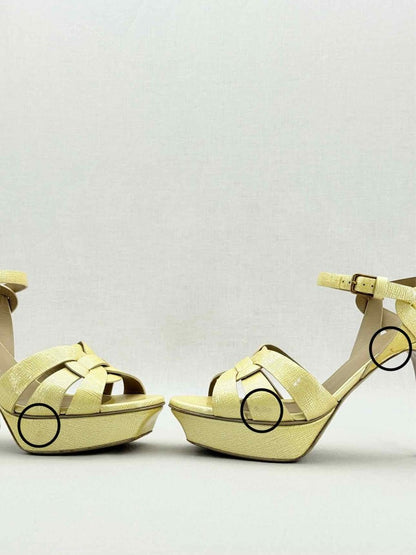 Pre - loved YVES SAINT LAURENT Gold Size EU 39.5 Heeled Sandals at Reems Closet