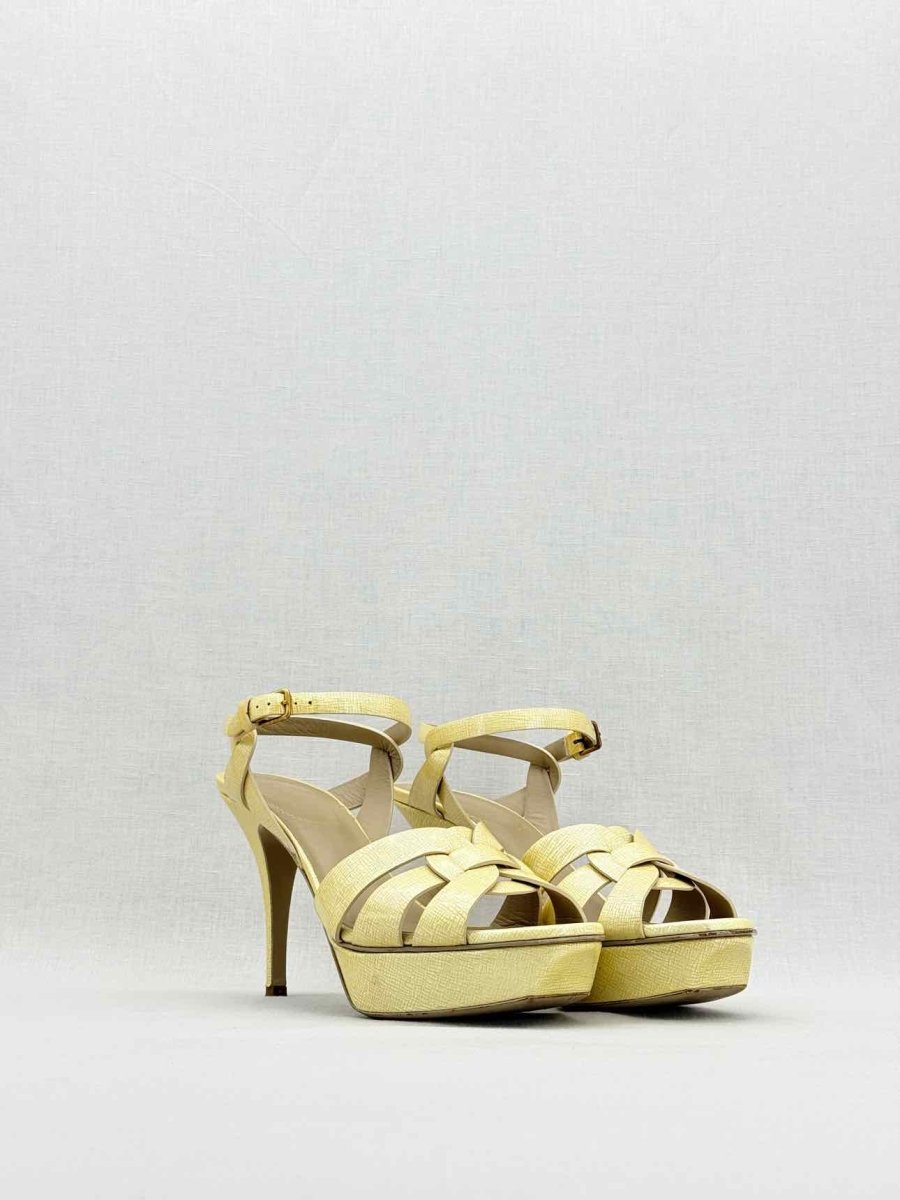 Pre - loved YVES SAINT LAURENT Gold Size EU 39.5 Heeled Sandals at Reems Closet