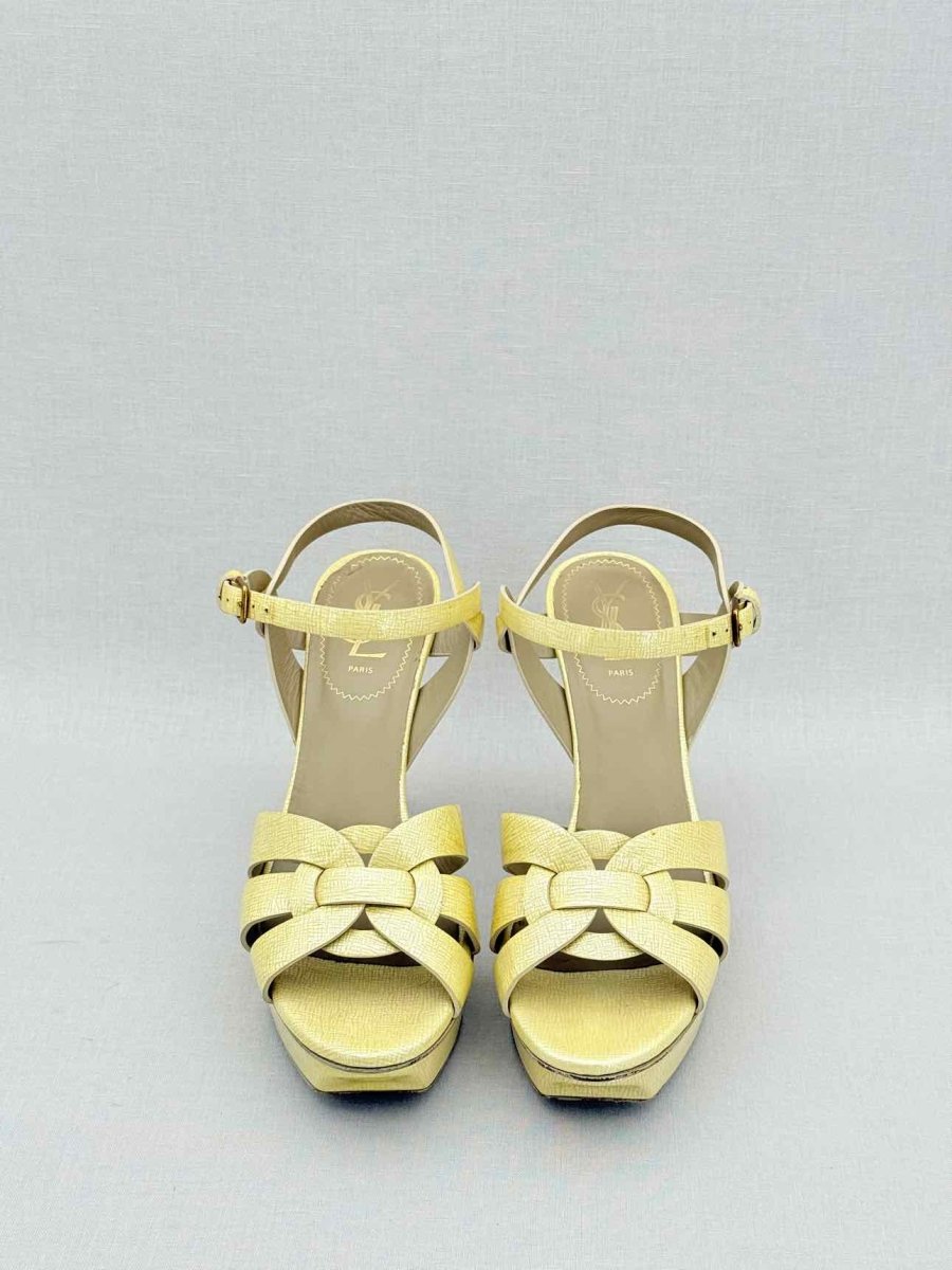Pre - loved YVES SAINT LAURENT Gold Size EU 39.5 Heeled Sandals at Reems Closet