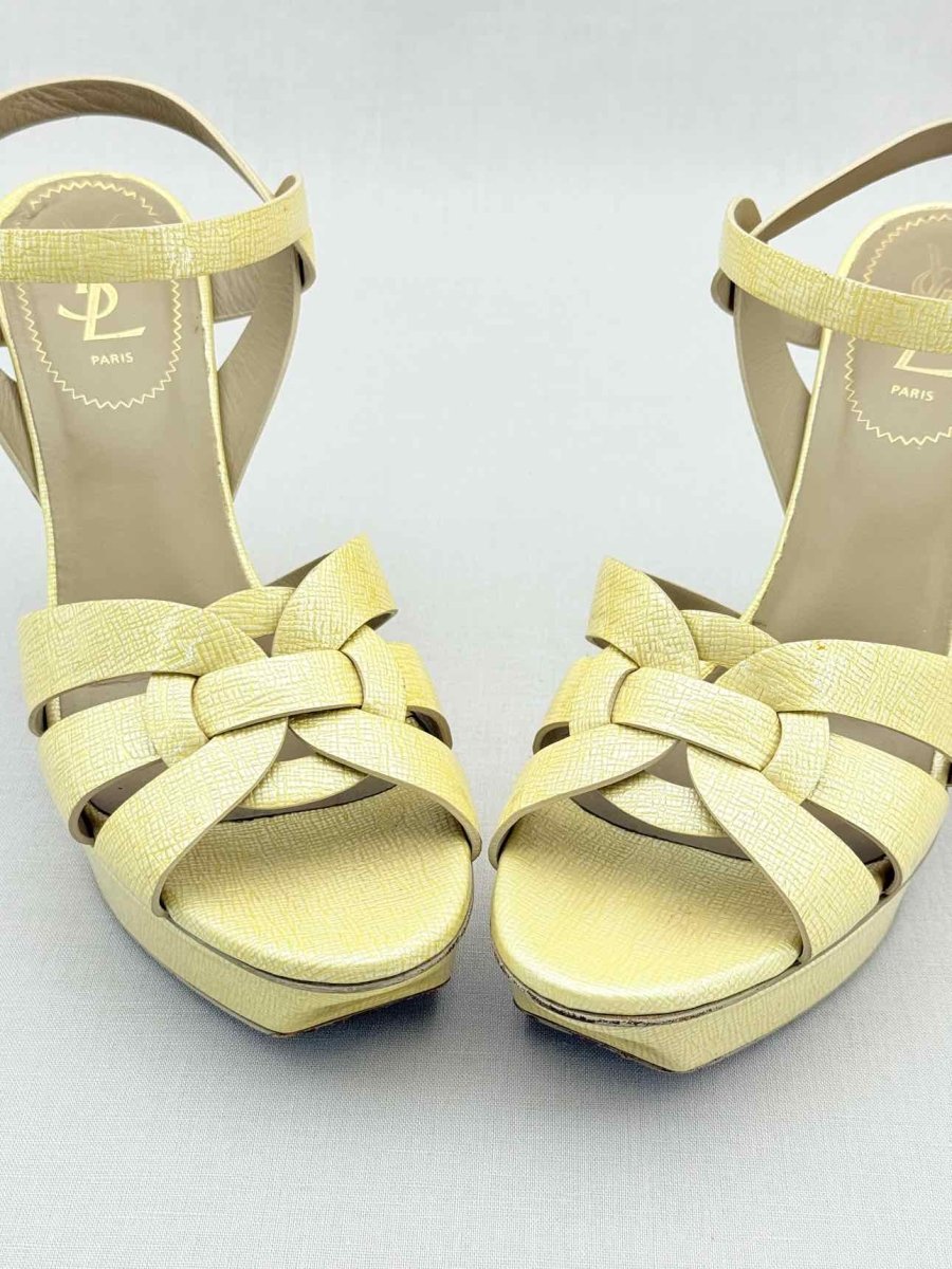 Pre-loved YVES SAINT LAURENT Gold Size EU 39.5 Heeled Sandals at Reems Closet